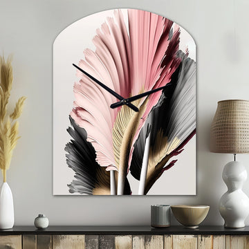 Pink And Grey Gerbera Hyperrealistic Flowers - Asymmetric Metal Wall Clock